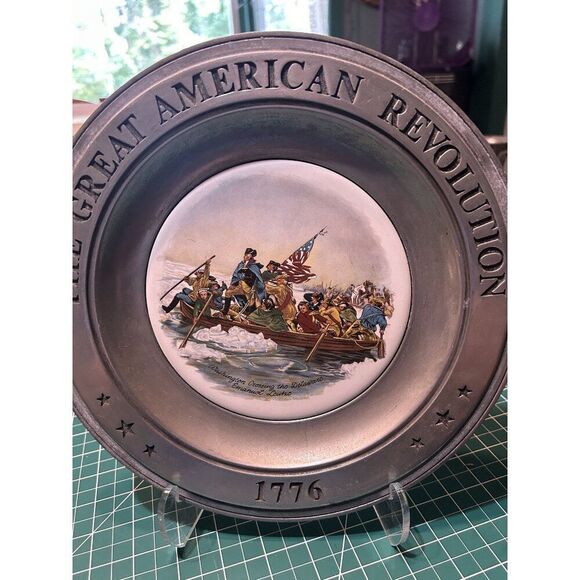 The Great American Revolution 1776 Pewter Plates by Canton Ohio 1973 Washington - Picture 1 of 4